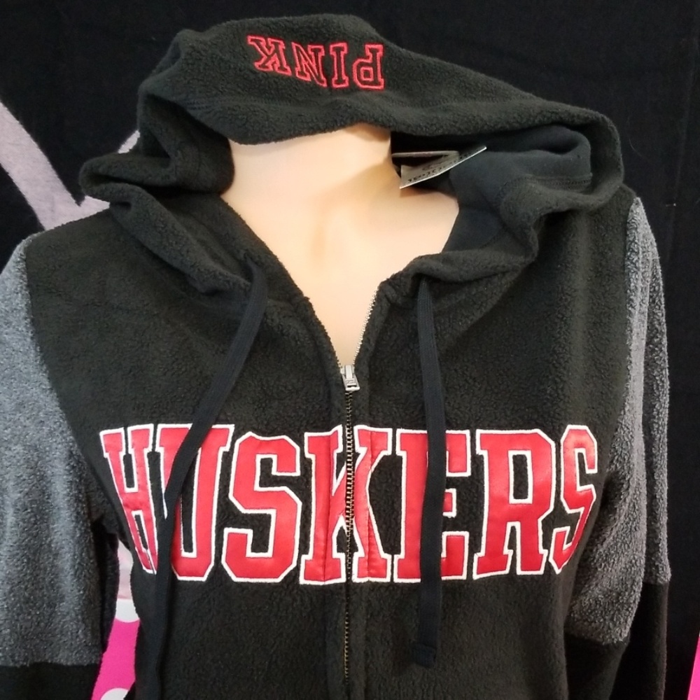 NWT! PINK VS HUSKERS FULL ZIP HOODIE - Picture 2 of 7